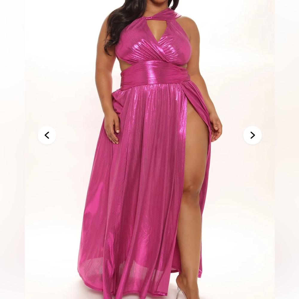 NWT Fashion Nova Magenta Meet at the Mondrian Halter Maxi Dress Side Slits